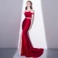 Sexy Bordeaux 2 Pièces Robe De Soirée 2018 Trompette / Sirène Fendue devant Bretelles Spaghetti Dos Nu Manches Courtes Train De Balayage Robe De Ceremonie
