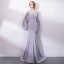 Amazing / Unique Grey Evening Dresses  2018 Trumpet / Mermaid Sequins Scoop Neck Long Sleeve Sweep Train Formal Dresses
