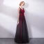 Chic / Beautiful Burgundy Prom Dresses 2018 A-Line / Princess Lace Appliques Bow Crystal V-Neck Backless Sleeveless Floor-Length / Long Formal Dresses