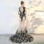 Chic / Belle Noir Robe De Soirée 2018 Trompette / Sirène En Dentelle Encolure Dégagée Sans Manches Chapel Train Robe De Ceremonie