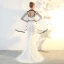 Élégant Ivoire Robe De Soirée 2018 Trompette / Sirène En Dentelle Appliques Titulaire Dos Nu Manches Longues Tribunal Train Robe De Ceremonie