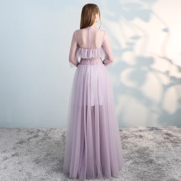Amazing / Unique Blushing Pink Prom Dresses 2018 A-Line / Princess Scoop Neck 3/4 Sleeve Floor-Length / Long Formal Dresses