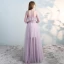 Amazing / Unique Blushing Pink Prom Dresses 2018 A-Line / Princess Scoop Neck 3/4 Sleeve Floor-Length / Long Formal Dresses
