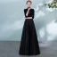 Elegant Evening Dresses  2018 A-Line / Princess Sash Pierced High Neck Backless 1/2 Sleeves Floor-Length / Long Formal Dresses