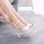 Sexy Blanche Chaussure De Mariée 2021 14 cm Talons Aiguilles Bride Cheville Peep Toes / Bout Ouvert Mariage Sandales Talons Hauts