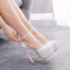 Schöne Weiß Brautschuhe 2021 Knöchelriemen 14 cm Stilettos Runde Zeh Hochzeit Hochhackige