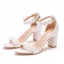 Sexy Blanche Perle En Dentelle Fleur Chaussure De Mariée 2021 Bride Cheville 7 cm Talons Épais Peep Toes / Bout Ouvert Mariage Sandales Talons Hauts