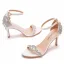 Charmant Sexy Weiß Strass Brautschuhe 2021 Knöchelriemen 8 cm Stilettos Peeptoes Hochzeit Hochhackige
