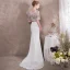 Elegant Ivory Evening Dresses  2018 Trumpet / Mermaid Beading Scoop Neck Sleeveless Court Train Formal Dresses
