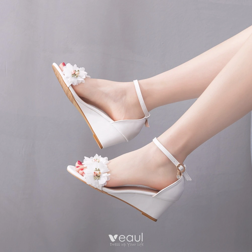 custom white ivory wedge bridal sandals| Alibaba.com