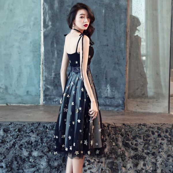 black dress gold stars Celestial Crystalline Midi Dress– Teuta Matoshi main image 0