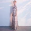Chic / Beautiful Gold Evening Dresses  2018 Trumpet / Mermaid Sash Embroidered V-Neck Backless Short Sleeve Floor-Length / Long Formal Dresses