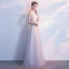 Chic / Beautiful Grey Evening Dresses  2018 A-Line / Princess Appliques Halter Backless Sleeveless Floor-Length / Long Formal Dresses