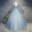 Chic / Beautiful Prom Dresses 2018 Ball Gown Appliques Pearl Scoop Neck Backless Long Sleeve Floor-Length / Long Formal Dresses