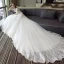 Schöne Ivory / Creme Brautkleider 2018 Ballkleid Mit Spitze Applikationen V-Ausschnitt Rückenfreies 1/2 Ärmel Kapelle-Schleppe Hochzeit
