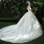 Schöne Weiß Brautkleider 2018 Ballkleid Applikationen Strass Off Shoulder Rückenfreies Ärmellos Königliche Schleppe Hochzeit