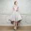 Chic / Beautiful Cocktail Dresses 2017 A-Line / Princess Lace Flower Beading Crystal Scoop Neck Cap Sleeves Asymmetrical Formal Dresses