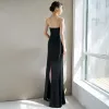 Sexy Black Evening Dresses  2018 Trumpet / Mermaid Backless Sweetheart Sleeveless Floor-Length / Long Formal Dresses