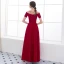 Chic / Belle Bordeaux Robe De Soirée 2018 Princesse Volants Cristal Encolure Dégagée Manches Courtes Longue Robe De Ceremonie