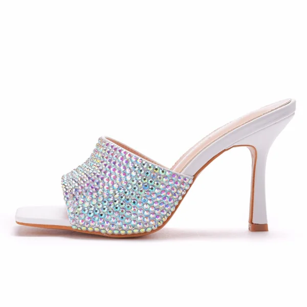 Sexy Multi-Colors Rhinestone Cocktail Party Evening Party Womens Sandals 2021 9 cm Stiletto Heels Open / Peep Toe Sandals High Heels