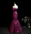 Sexy Purple Rhinestone Evening Dresses  2025 Trumpet / Mermaid Strapless Sleeveless Backless Floor-Length / Long Formal Dresses