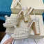 Étourdissant Sexy Ivoire Perle Chaussure De Mariée 2021 Bride Cheville Cuir 12 cm Talons Épais Peep Toes / Bout Ouvert Mariage Talons Hauts