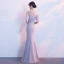 Chic / Beautiful Grey Evening Dresses  2018 Trumpet / Mermaid Feather Scoop Neck Strapless Sleeveless Floor-Length / Long Formal Dresses