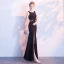 Simple Noir Robe De Soirée 2018 Trompette / Sirène Paillettes Encolure Dégagée Sans Manches Longue Fendue devant Robe De Ceremonie
