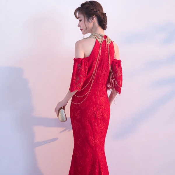 Chic / Beautiful Red Evening Dresses 2018 Trumpet / Mermaid Tassel Strapless Sleeveless Floor-Length / Long Formal Dresses