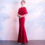Chic / Beautiful Red Evening Dresses  2018 Trumpet / Mermaid Lace Appliques Sequins Scoop Neck 1/2 Sleeves Floor-Length / Long Formal Dresses