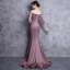 Chic / Belle Robe De Soirée 2018 Trompette / Sirène De l'épaule Dos Nu 1/2 Manches Train De Balayage Robe De Ceremonie