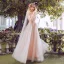 Elegant Evening Dresses  2018 A-Line / Princess Lace Flower Appliques Pearl Scoop Neck Backless Sleeveless Floor-Length / Long Formal Dresses