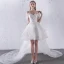 Chic / Beautiful White Beach Wedding Dresses 2018 Ball Gown Lace Appliques Bow Off-The-Shoulder Backless Sleeveless Asymmetrical Wedding