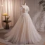 Mooie / Prachtige Abrikoos / Beige Kralen Parel Pailletten Galajurken 2023 Baljurk Spaghettibandjes Korte Mouwen Ruglooze Lange Gala Gelegenheid Jurken