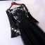 Chic / Beautiful Black Evening Dresses  2018 A-Line / Princess Lace Flower Off-The-Shoulder Long Sleeve Floor-Length / Long Formal Dresses