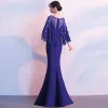 Elegant Evening Dresses  2018 Trumpet / Mermaid Lace Flower With Shawl Scoop Neck Floor-Length / Long Formal Dresses