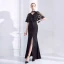 Chic / Beautiful Black Evening Dresses  2018 Trumpet / Mermaid V-Neck Lace 1/2 Sleeves Ankle Length Formal Dresses