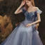 Elegant Ocean Blue Prom Dresses A-Line / Princess 2021 Scoop Neck Rhinestone Sequins Short Sleeve Backless Floor-Length / Long Formal Dresses