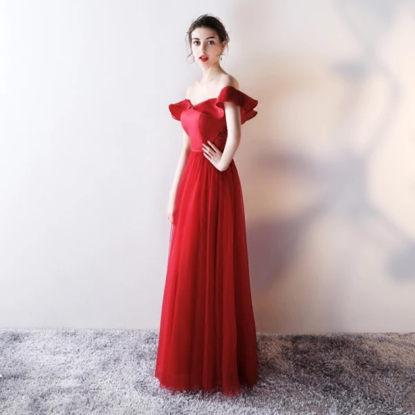 Chic / Beautiful Evening Dresses 2018 A-Line / Princess Off-The-Shoulder Backless Sleeveless Floor-Length / Long Formal Dresses