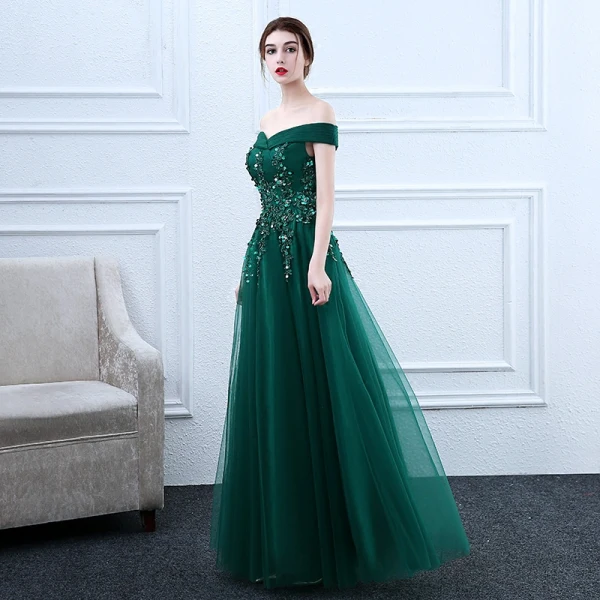 Chic / Beautiful Prom Dresses 2018 A-Line / Princess Lace Flower Beading Sequins Off-The-Shoulder Backless Sleeveless Floor-Length / Long Formal Dresses