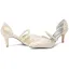 Elegant Champagne Pearl Lace Flower Wedding Shoes 2024 8 cm Stiletto Heels Pointed Toe Wedding Sandals High Heels