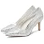 Bling Bling Silver Sequins Wedding Shoes 2024 8 cm Stiletto Heels Pointed Toe Wedding Pumps High Heels