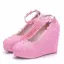 Modern / Fashion White Wedding Shoes 2018 Lace Pearl Ankle Strap 10 cm Wedges Round Toe Wedding