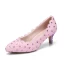Lovely Candy Pink Wedding Shoes 2018 Lace Rhinestone 5 cm Stiletto Heels Pointed Toe Wedding Pumps