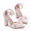 Modern / Fashion White Outdoor / Garden Womens Shoes 2018 Appliques Ankle Strap 10 cm Thick Heels Pointed Toe High Heels