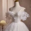 Fashion White Pearl Appliques Cascading Ruffles Party Dresses 2024 Short Ball Gown Spaghetti Straps Short Sleeve Backless Evening Party Formal Dresses