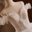Charming Light White Beading Lace Flower Appliques Wedding Dresses 2024 Ball Gown Spaghetti Straps Sleeveless Backless Floor-Length / Long Wedding