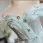 Chic / Belle Vert Cendré Appliques Perlage Paillettes Courte Robe De Fête 2024 Princesse De l'épaule Manches Courtes Dos Nu Robe De Ceremonie