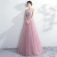 Elegant Prom Dresses 2018 A-Line / Princess Lace Flower Scoop Neck Backless Sleeveless Floor-Length / Long Formal Dresses