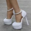 Modern / Fashion White Wedding Shoes 2018 Ankle Strap Pearl 14 cm Stiletto Heels Round Toe Wedding High Heels